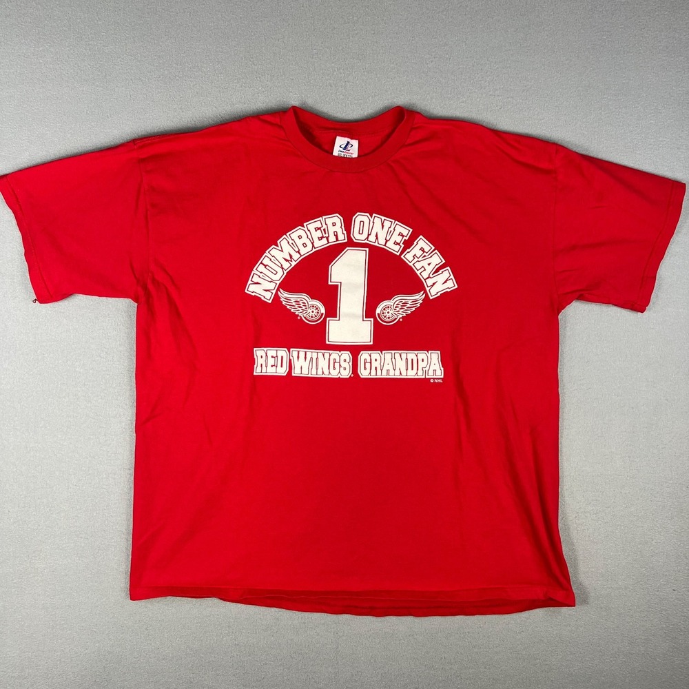 VTG Detroit Red Wings T Shirt FIts 2XL Number One Fan Grandpa NHL 1990s LGRW USA